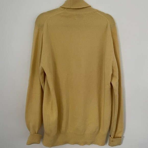 Vintage mens 100% cashmere turtleneck yellow sweater made in Scotland john laing - Picture 5 of 7